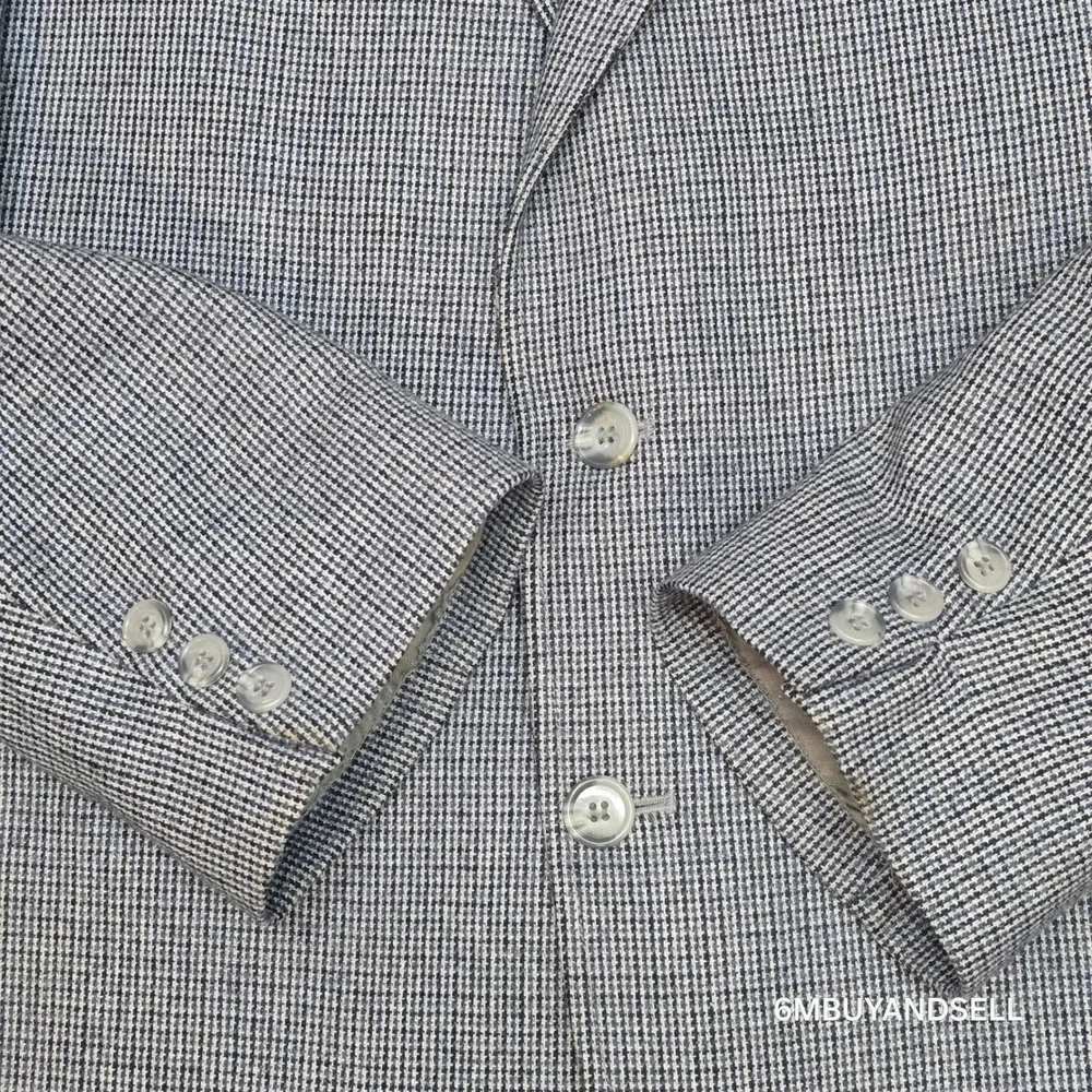 Circle S Dallas Texas Mens Blue Micro‎ Check Western Sport Coat Blazer 44L USA